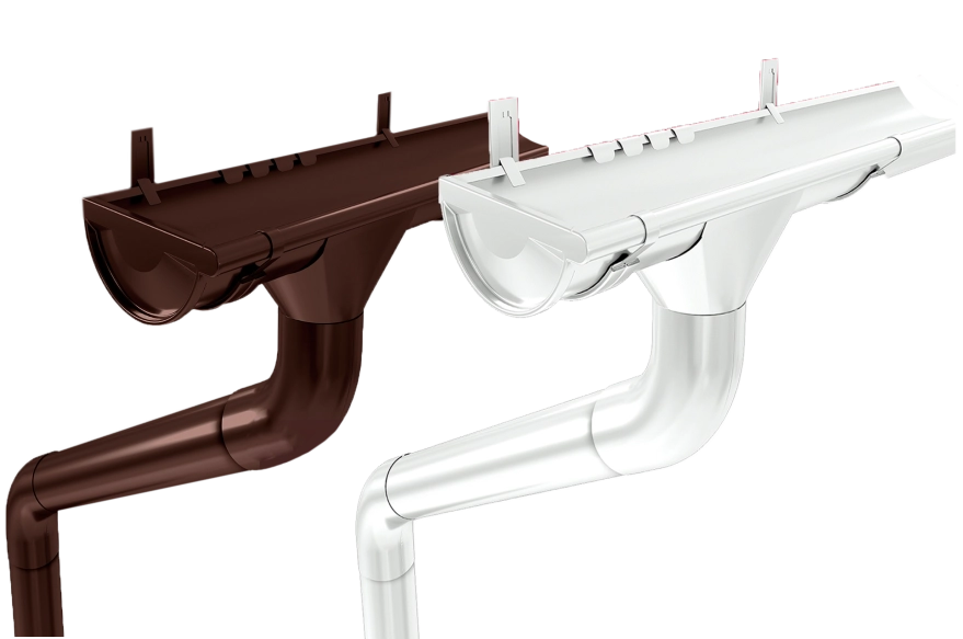 Металлический водосток Grand Line 125/90 и 150/100 в цветах белый и шоколад по оптовой цене